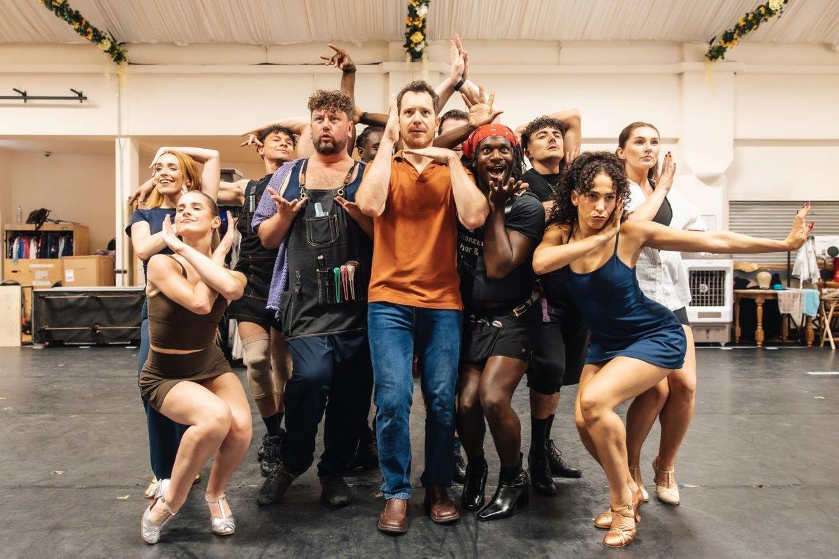 The cast of Mrs Doubtfire Rehearsing in studio space