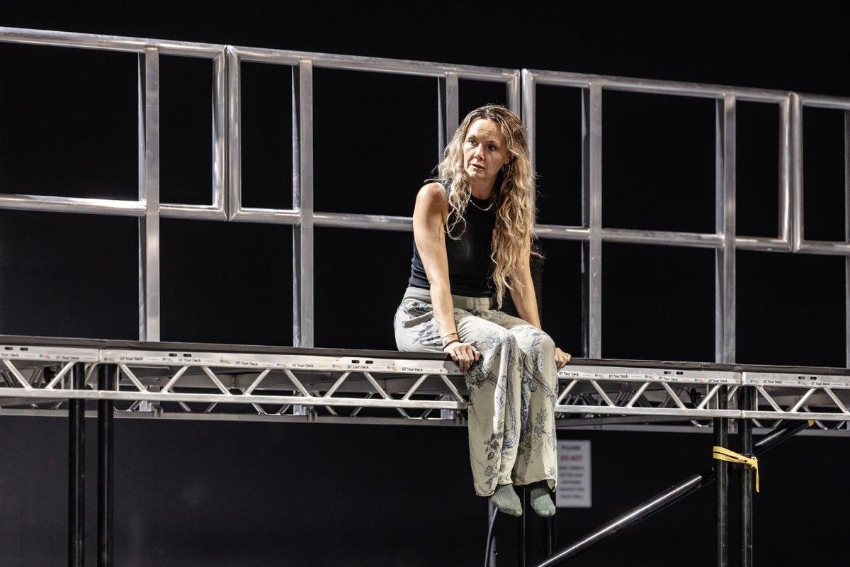 Performers rehearsing in studio space for The Curious Incident
