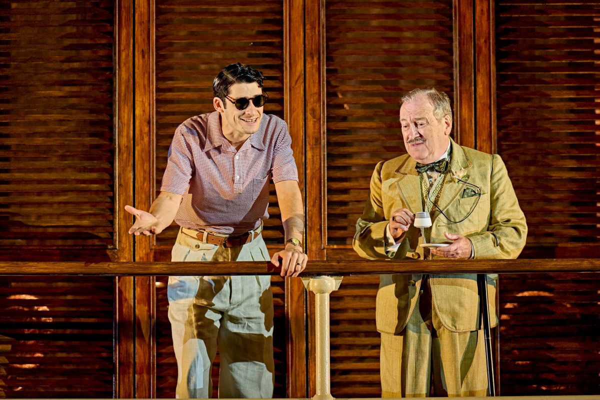 Two people have an animated discussion.