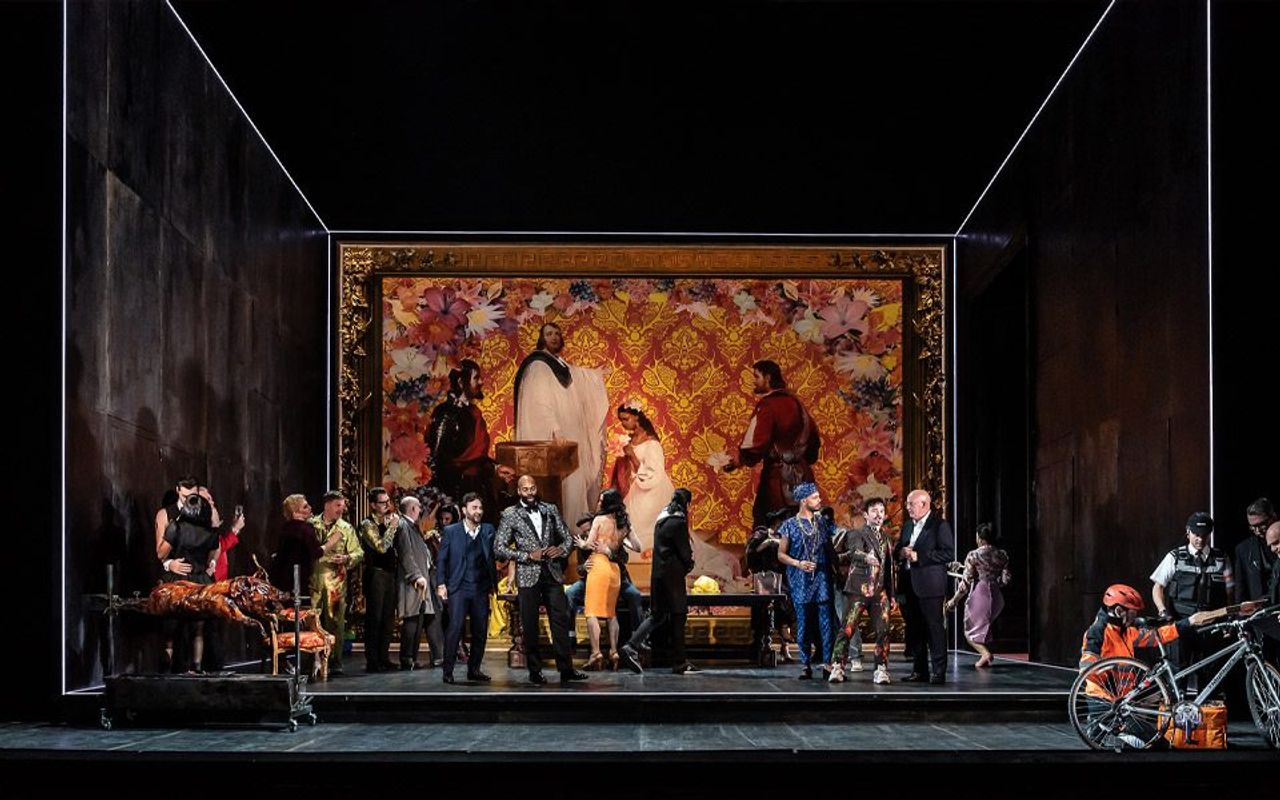 A group of people in a party like setting