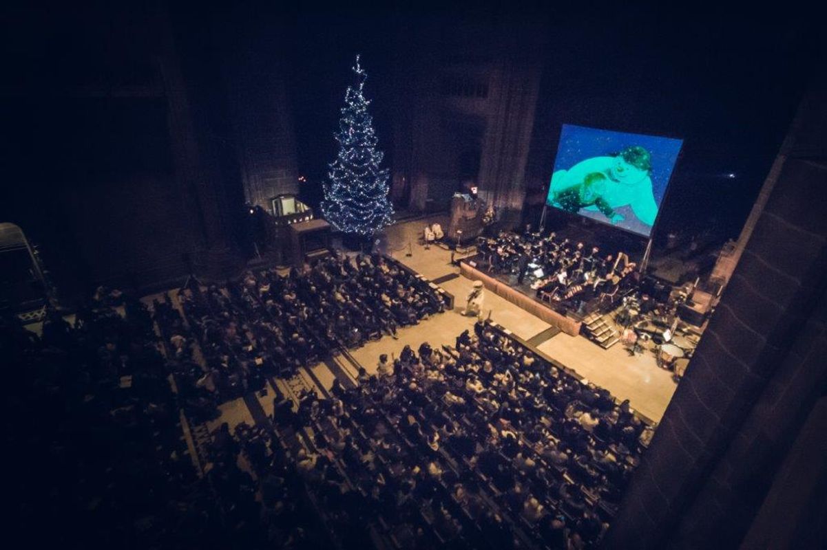 A higher view of the audience and the stage